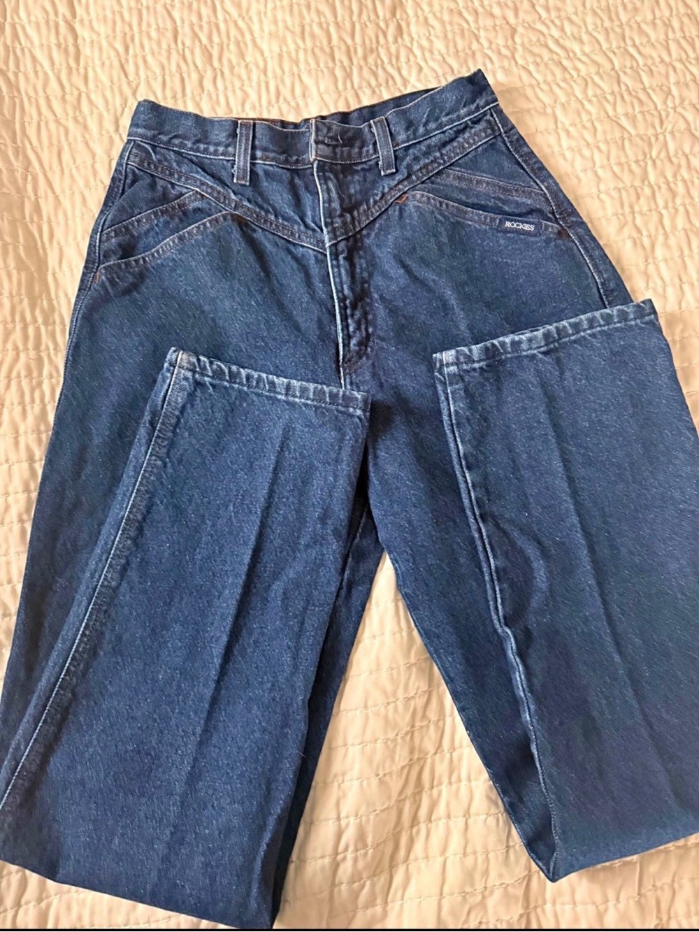 High-Rise Dark Blue Wide-Leg Jeans